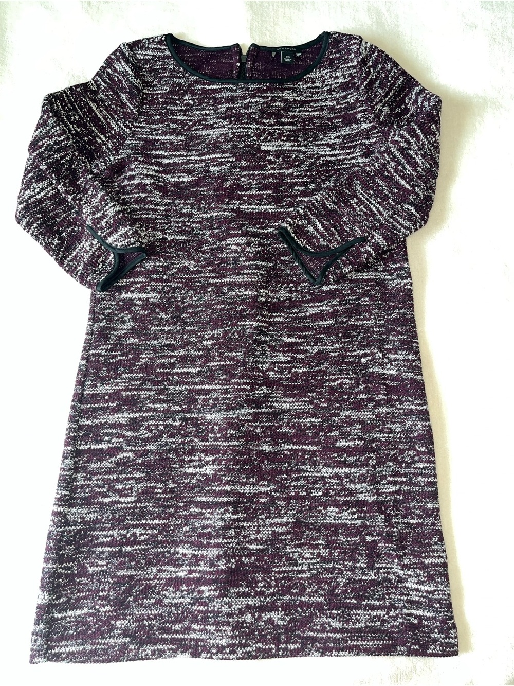 Ann Taylor Crewneck Knit Mini Dress Half Sleeve Purple Fall Dress Sz XS